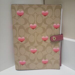 Coach heart signature canvas and smooth leather journal/notebook